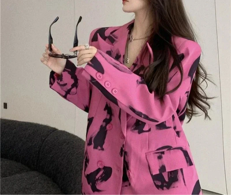 Pinker Print-Blazer