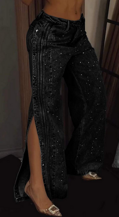 Stylische Wide-Leg Jeans mit Seitenschlitz