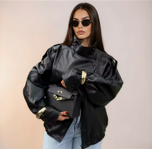 Oversize Lederjacke
