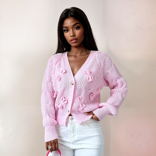 Strick-Cardigan mit Schleifen