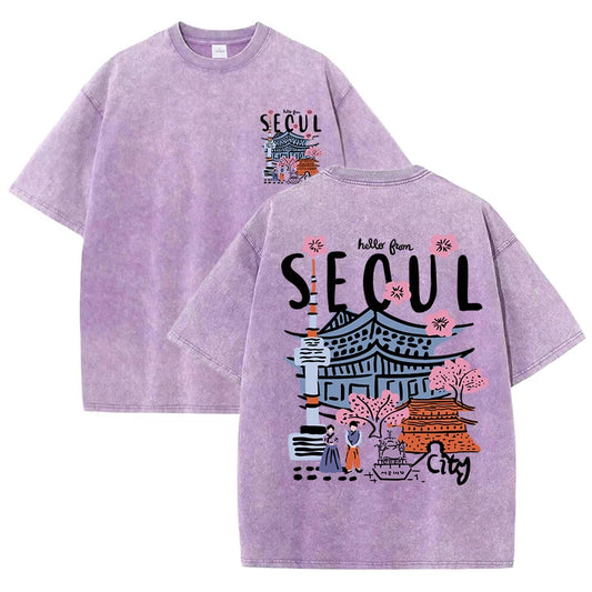 Hello Seoul – Retro-inspiriertes Baumwollshirt für den Frühling/Sommer