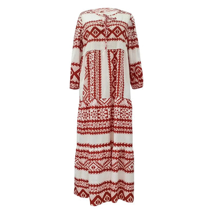 Modisches Plus Size Kleid mit Muster & Puffärmeln