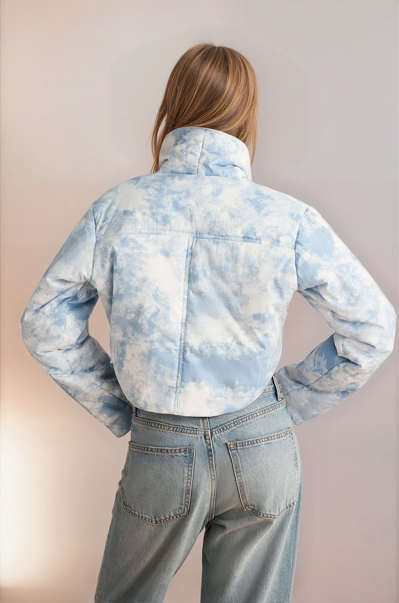Cropped Jacke im Tie-Dye-Look