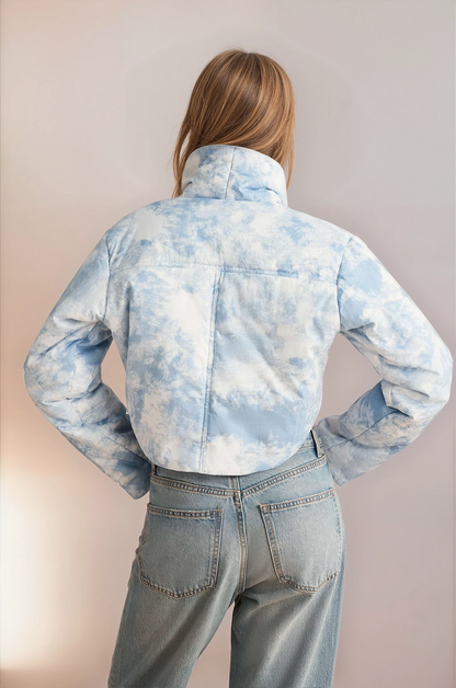 Cropped Jacke im Tie-Dye-Look
