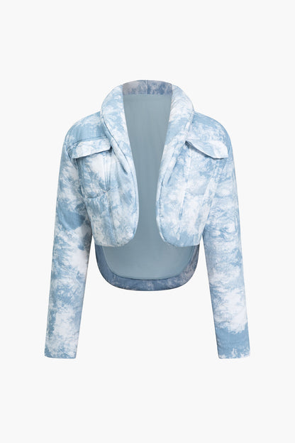 Cropped Jacke im Tie-Dye-Look