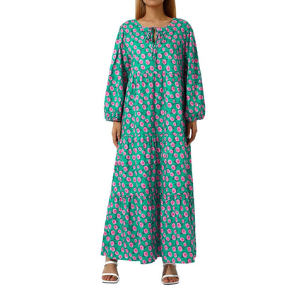 Modisches Plus Size Kleid mit Muster & Puffärmeln