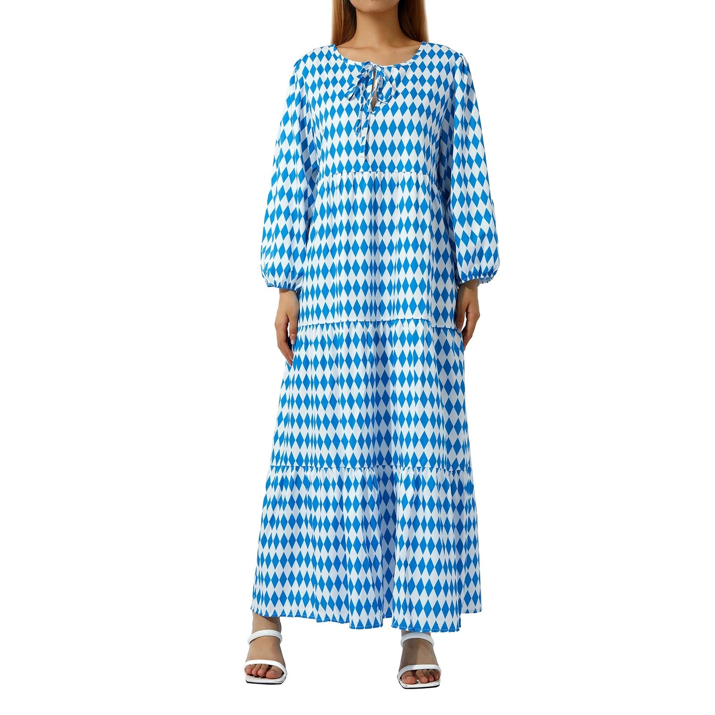 Modisches Plus Size Kleid mit Muster & Puffärmeln