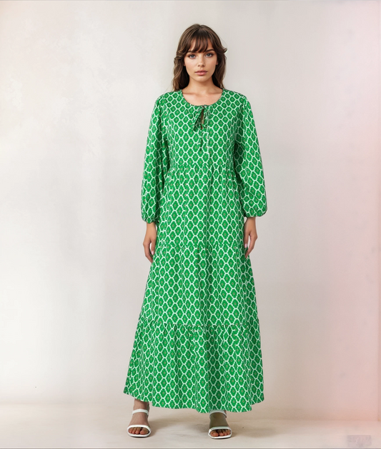 Modisches Plus Size Kleid mit Muster & Puffärmeln