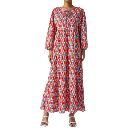 Modisches Plus Size Kleid mit Muster & Puffärmeln